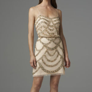 Aidan Mattox Cocktail Dress Champagne/Nude Sequin